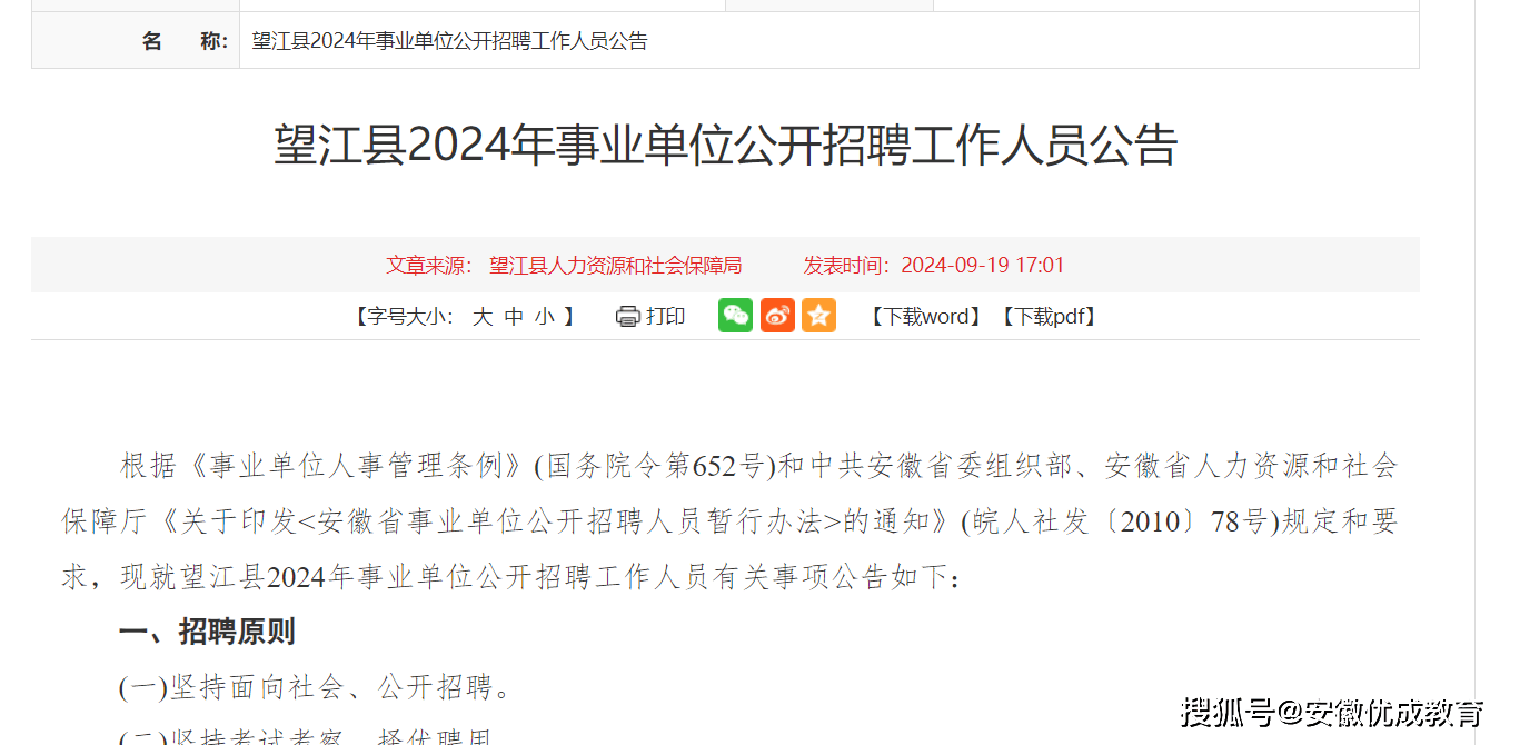 望江县人民政府办公室最新招聘信息概览